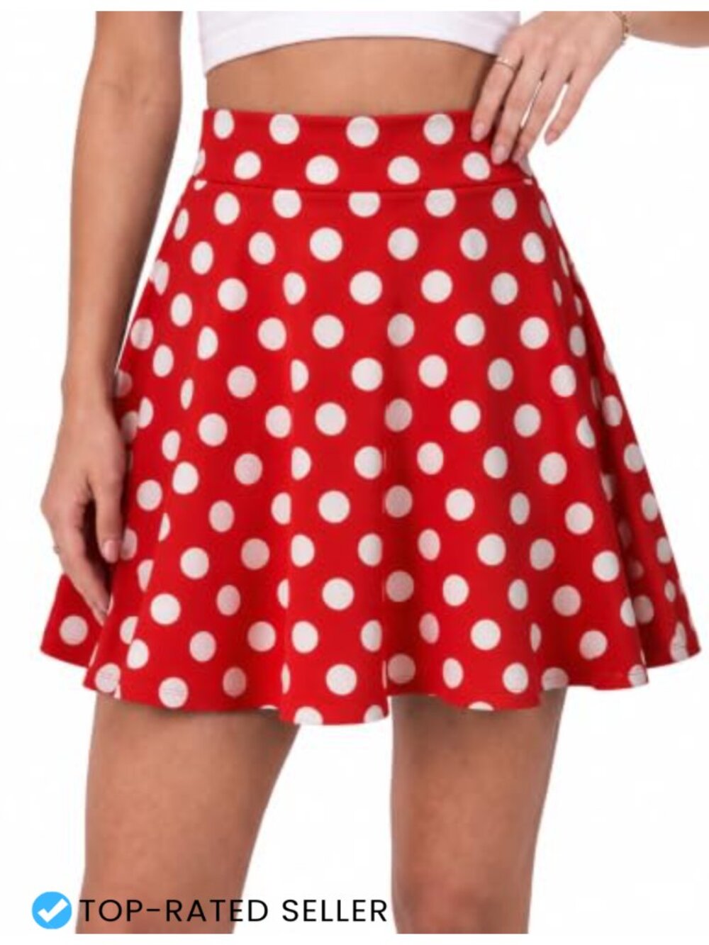 Women's Pleated Mini Skirt High Waist Stretchy Flared A-Line Skater Pull-On